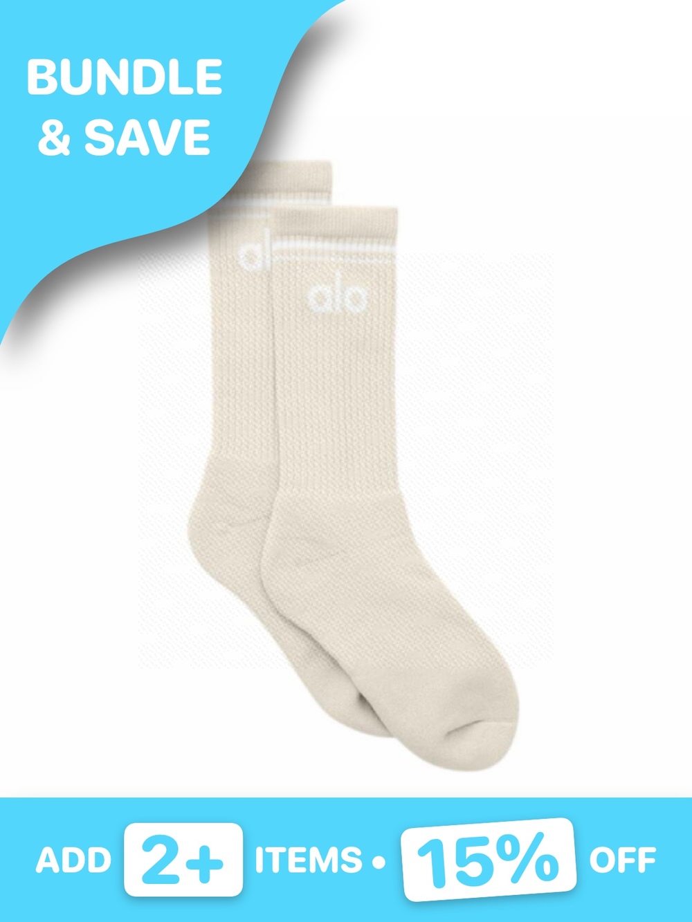 Alo Yoga Unisex Bone White Throwback Socks Size S